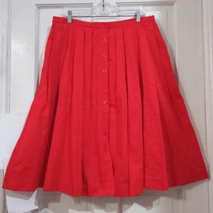 Brooks Brothers Red Full Pleated Flare Mid Skirt